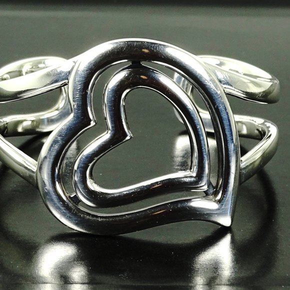 Barry Kieselstein-Cord Sterling Silver Double Heart Wide Cuff Bracelet - Picture 5 of 12